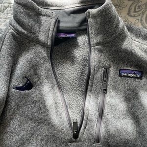 Medium Grey Patagonia Fleece Pullover with Nantucket Embroidered.